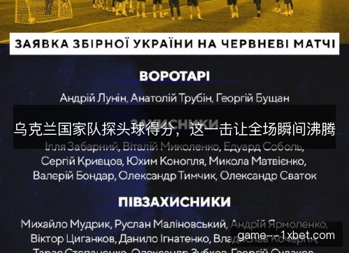 乌克兰国家队探头球得分，这一击让全场瞬间沸腾
